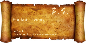 Pecker Ivonn névjegykártya
